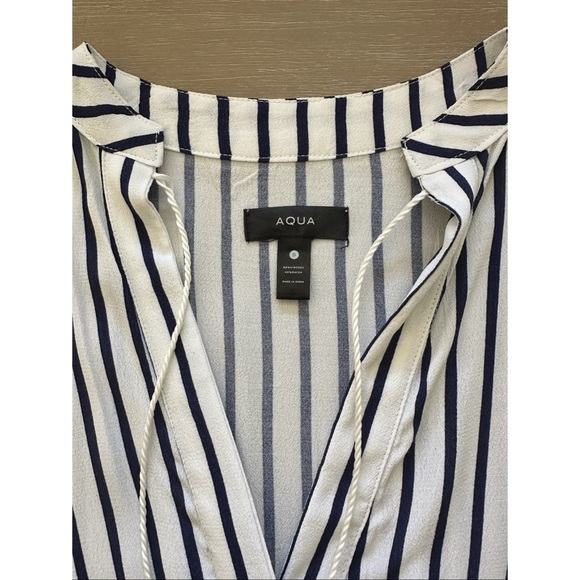 NWOT Aqua Smocked Mini Dress Blue & White Stripes | S - Picture 6 of 9